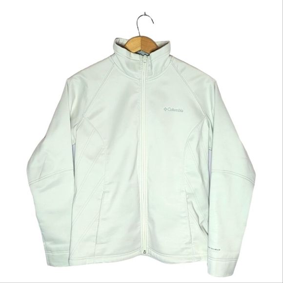 Women's Off White Omni Shield Columbia Jacket Size L - Picture 1 of 8